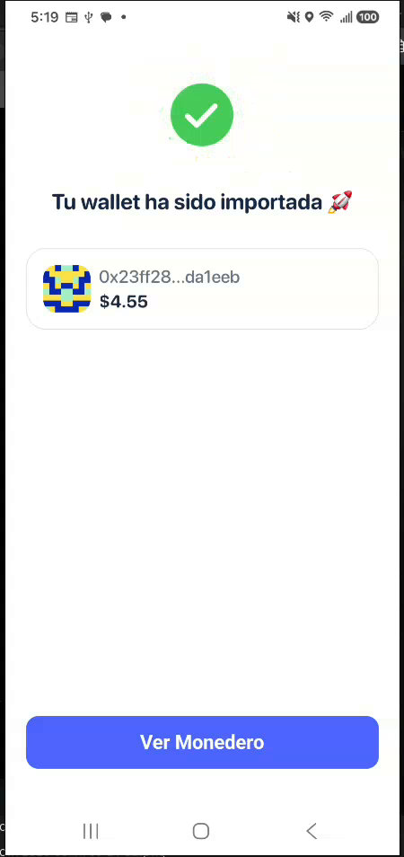 Rabby confirming that the retired training wallet was imported